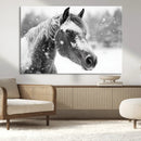 Black Horse Winter Wall Art | Ready to Hang and Framed |