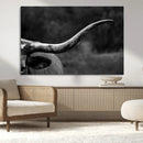 Cow Longhorn Wall Art | Black and White Print | Ready to by MyGreatCanvas | Canvas Wall Art Prints | Photo Prints & Wall Decor