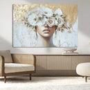 Golden Petal Wall Art - Canvas Print Flower Head Woman
