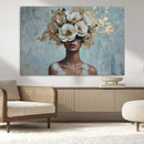Golden Petal Wall Art - Petal Silhouette Woman Wall Art by MyGreatCanvas | Canvas Wall Art Prints | Photo Prints & Wall Decor