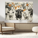 Farmhouse Wall Art | Western Longhorn Cattle Canvas Print | by MyGreatCanvas | Canvas Wall Art Prints | Photo Prints & Wall Decor