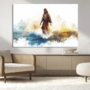 Watercolor Jesus Walking Wall Art Print, Jesus Water Canvas