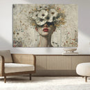 Abstract Floral Women Patel Wall Art Canvas Print