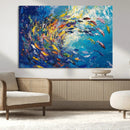 Colorful Swirling Fish School Wall Art Canvas Print |