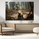 Jesus Running After a Lost Lamb Canvas Wall Art Print