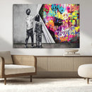 Banksy Print - Street Art Canvas Wall Art - Kids Revealing