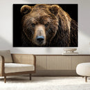 Grizzly Brown Bear Canvas Wall Art, Wildlife Animal Canvas