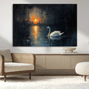 Abstract Swan on Water Wall Art Canvas Print - Elegant