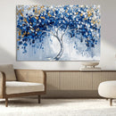Blue and Gold Abstract Tree Wall Art Canvas Print | Modern