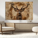 Wood Abstract Deer Wall Art | Rustic Wildlife Canvas Print |