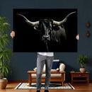 Texas Black Longhorn Bull Wall Art Canvas Print - Western by MyGreatCanvas | Canvas Wall Art Prints | Photo Prints & Wall Decor