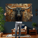 Longhorn Texas Cow Bull Wall Art | Rustic Farmhouse Canvas by MyGreatCanvas | Canvas Wall Art Prints | Photo Prints & Wall Decor