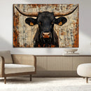 Rustic Texas Artwork Wall Art Canvas Print - Abstract Cow
