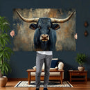 Texas Western Wall Art Canvas Print - Abstract Cow Longhorn by MyGreatCanvas | Canvas Wall Art Prints | Photo Prints & Wall Decor