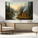 Wood Cabin Retreat Mountain at Sunset Wall Art Print - by MyGreatCanvas | Canvas Wall Art Prints | Photo Prints & Wall Decor