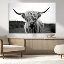 Highland Cow Wall Art | Black and White Farmhouse Decor |