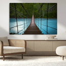 Suspension Bridge Over River Canvas Art | 3-Panel Nature by MyGreatCanvas | Canvas Wall Art Prints | Photo Prints & Wall Decor