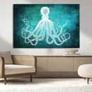 Green Octopus Abstract Wall Art Canvas Print