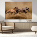 Large Wall Art Canvas Print – Two Running Brown Horses