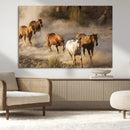 Large Wall Art 5 Horses Running on Sand Canvas Print
