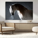 Large Wall Art Cream Colored Horse on Grey Background Canvas