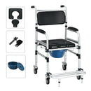 2-in-1 Aluminum Commode Shower Wheelchair with Locking Casters by LJGDeals