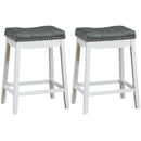 Set of 2 24-Inch Height Backless Counter Stool with Footrest-White