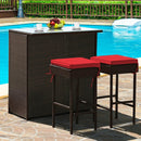 3PCS Patio Rattan Wicker Bar Table Stools Dining Set-Turquoise by LJGDeals