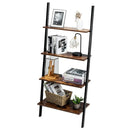 Multipurpose 4-Tier Industrial Leaning Wall Bookcase with Metal Frame by LJGDeals