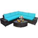 6 Piece Wicker Patio Sectional Sofa Set with Tempered Glass Coffee Table by LJGDeals