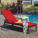 Patio Rattan Lounge Chaise Recliner with Back Adjustable Cushioned by LJGDeals