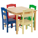5 pcs Kids Pine Wood Table Chair Set by LJGDeals