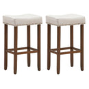 Set of 2 Nailhead Saddle Bar Stools 29 Inch Height by LJGDeals
