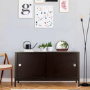 TV Stand Modern Entertainment Cabinet with Sliding Doors-Dark Brown by LJGDeals