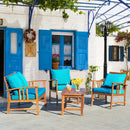 4-Piece Acacia Wood Patio Conversation Set with Cushions by LJGDeals
