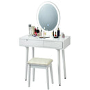 Touch Screen Vanity Makeup Table Stool Set with Lighted Mirror by LJGDeals