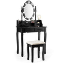 Makeup Vanity Dressing Table Set with Dimmable Bulbs Cushioned Stool-White by DirectDeals