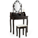 Makeup Vanity Dressing Table Set with Dimmable Bulbs Cushioned Stool by LJGDeals