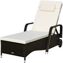 Outdoor Recliner Cushioned Chaise Lounge with Adjustable Backrest by LJGDeals