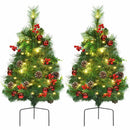 Set of 2 29 Inch Battery Powered Pre-lit Pathway Holiday Christmas Trees by DirectDeals