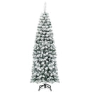 6 Feet Unlit Hinged Snow Flocked Artificial Pencil Christmas Tree with 500 Branch Tip by LJGDeals