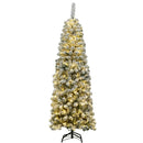6 Feet Pre-lit Snow Flocked Artificial Pencil Christmas Tree with 250 LED Lights by LJGDeals