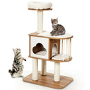 46 Inch Wooden Cat Activity Tree with Platform and Cushions by LJGDeals