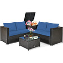 4 Pieces Outdoor Patio Rattan Furniture Set with by LJGDeals