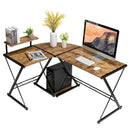 L-Shaped Desk Reversible Corner Computer Desk with Movable Shelf and CPU Stand by LJGDeals