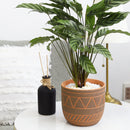 5.5 inch Black-Clay Color Geometric Pattern Pot