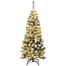 4.5 Feet Pre-Lit Snow Flocked Pencil Christmas Tree with 150 LED Light by LJGDeals