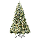 7.5 Feet Pre-Lit Premium Snow Flocked Hinged Artificial Christmas Tree with 550 Lights by LJGDeals