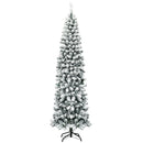 7.5 Feet Unlit Hinged Snow Flocked Artificial Pencil Christmas Tree with 641 Tips