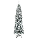 7.5 Feet Unlit Hinged Snow Flocked Artificial Pencil Christmas Tree with 641 Tips by LJGDeals